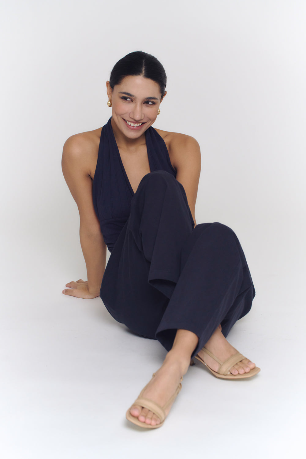 Pleated Relaxed Pants | Dark Navy