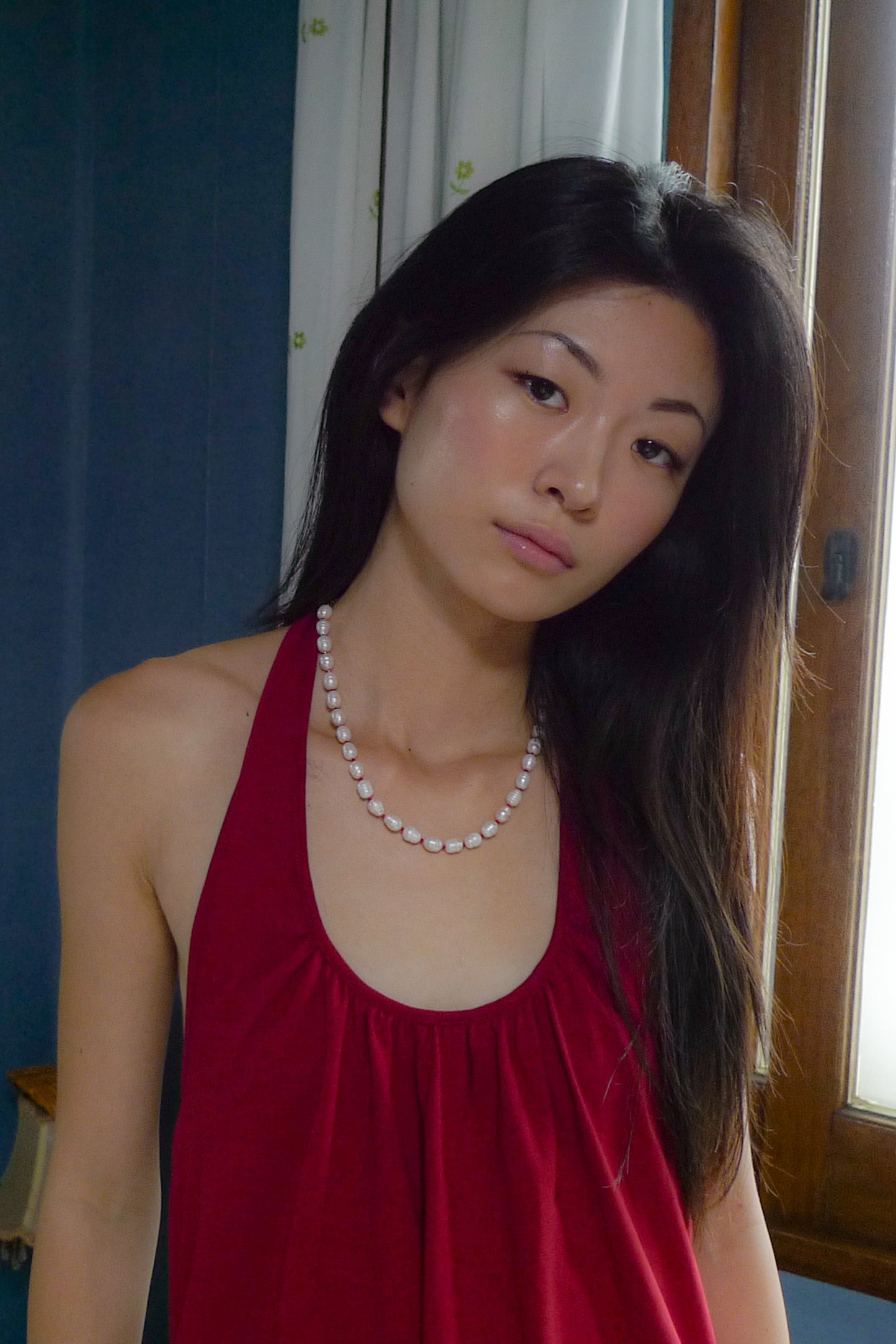 Tarae Pearl Necklace | Red