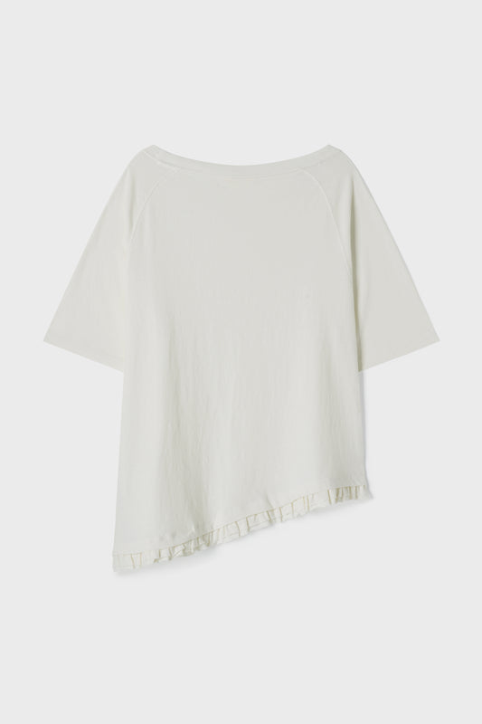 Loose Fit Ruffle Hem Tee | Off White