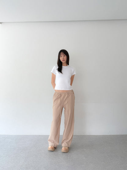 Textured Stripe Lounge Pants | Beige