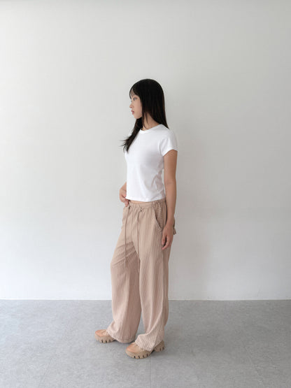 Textured Stripe Lounge Pants | Beige