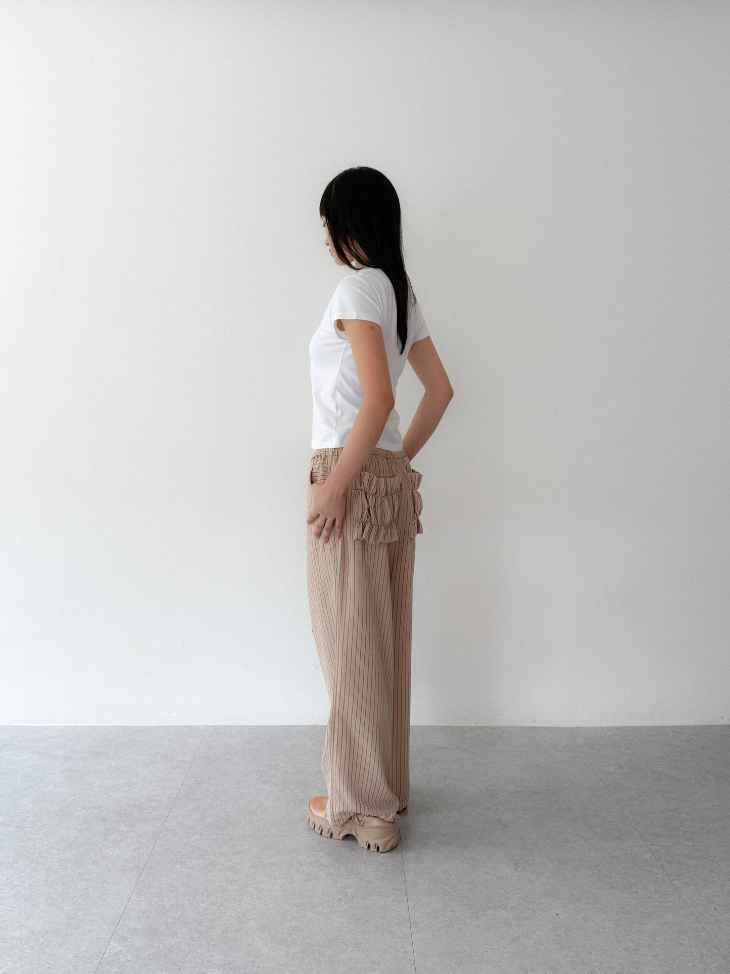 Textured Stripe Lounge Pants | Beige