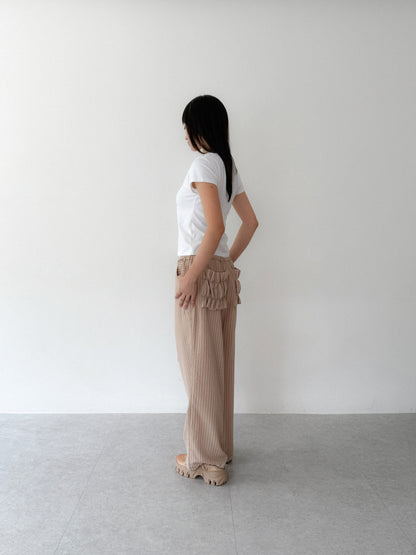 Textured Stripe Lounge Pants | Beige