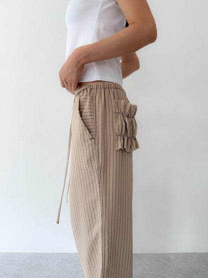 Textured Stripe Lounge Pants | Beige