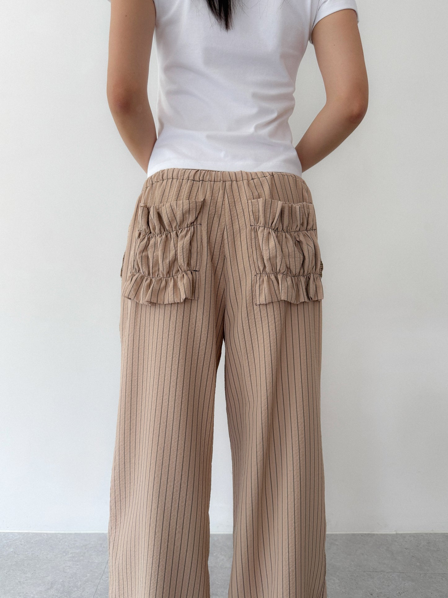 Textured Stripe Lounge Pants | Beige