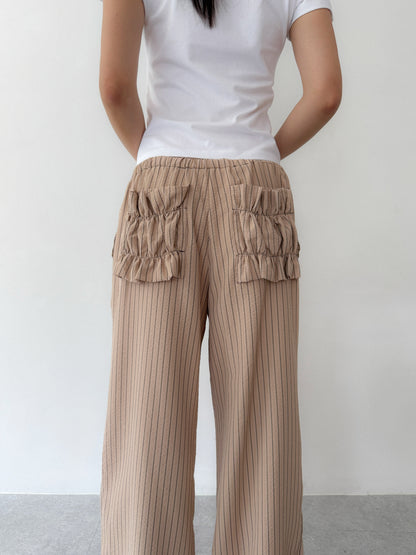 Textured Stripe Lounge Pants | Beige