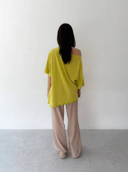 Loose Fit Ruffle Hem Tee | Mustard