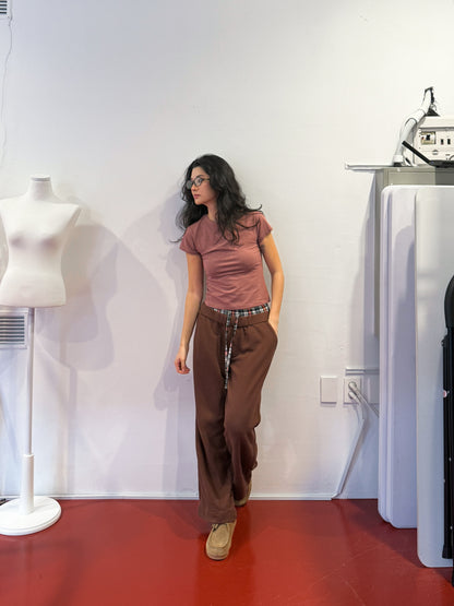 Double Waist Sweatpants | Brown