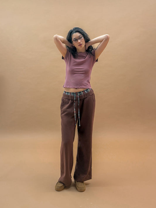 Double Waist Sweatpants | Brown