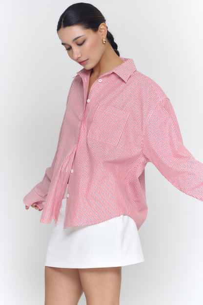 Boyfriend Oxford Shirt | Red Stripe