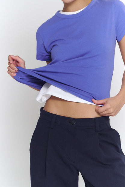 Crewneck Baby Tee | Periwinkle Blue