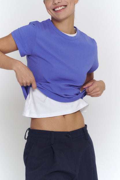 Crewneck Baby Tee | Periwinkle Blue