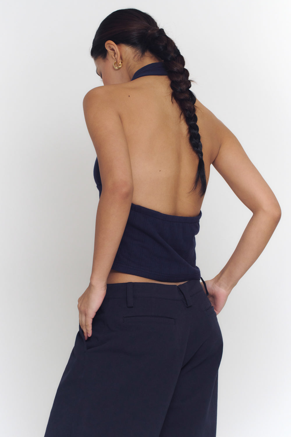 Pleated Relaxed Pants | Dark Navy