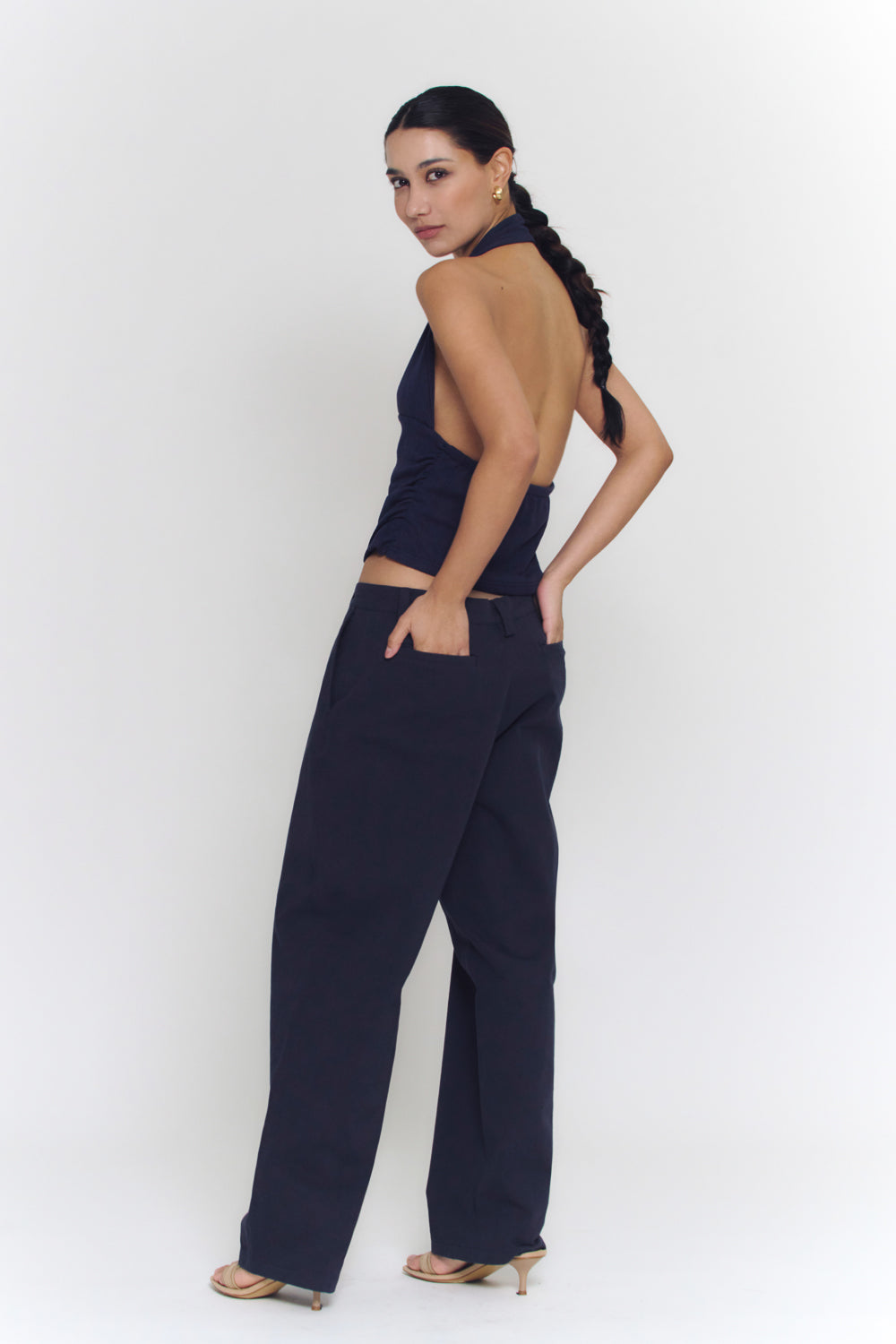 Pleated Relaxed Pants | Dark Navy