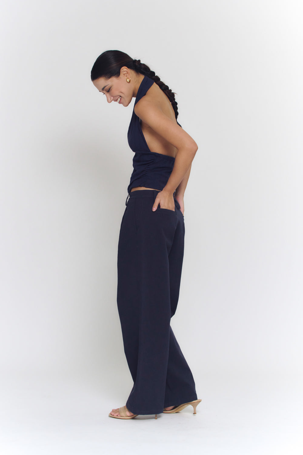 Pleated Relaxed Pants | Dark Navy