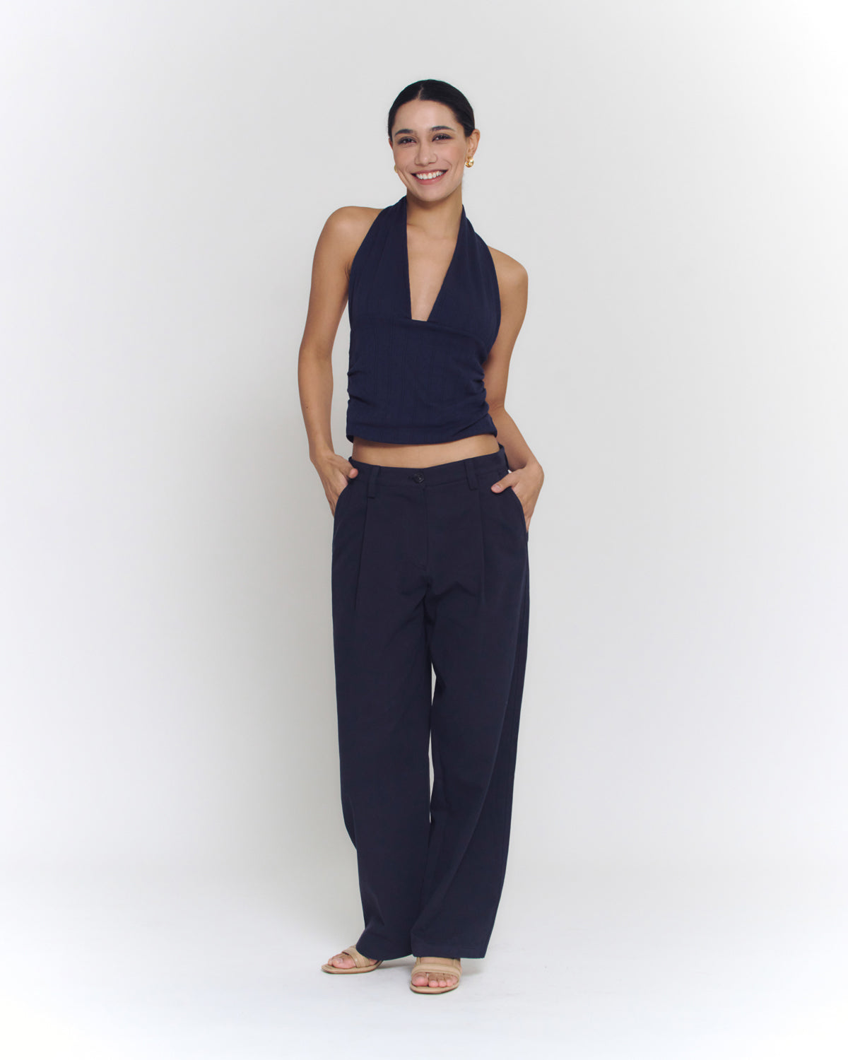 Pleated Relaxed Pants | Dark Navy