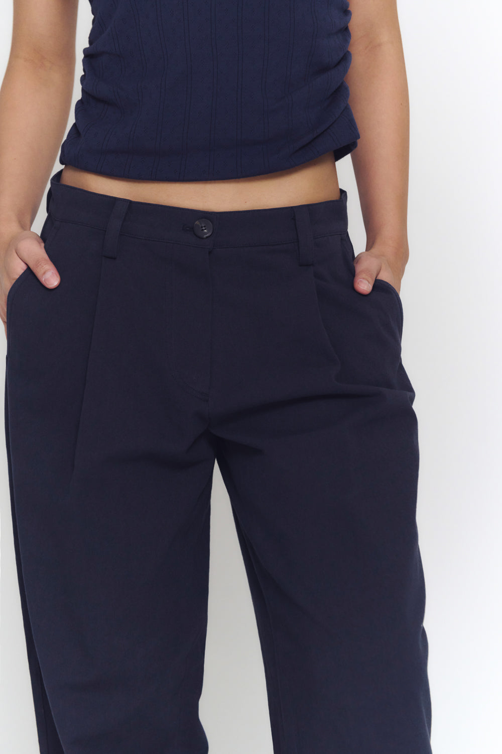 Pleated Relaxed Pants | Dark Navy