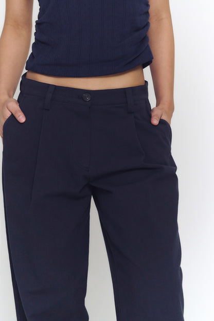 Pleated Relaxed Pants | Dark Navy