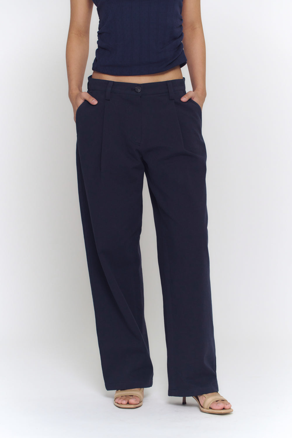Pleated Relaxed Pants | Dark Navy
