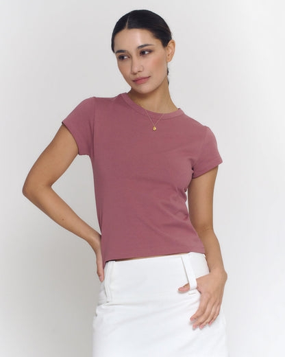 Crewneck Baby Tee | Dusty Rose