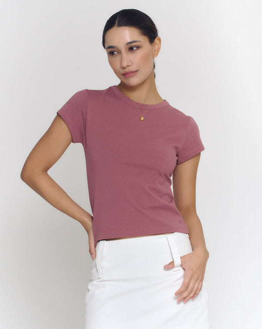 Crewneck Baby Tee | Dusty Rose