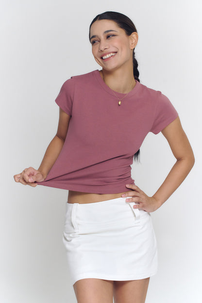 Crewneck Baby Tee | Dusty Rose