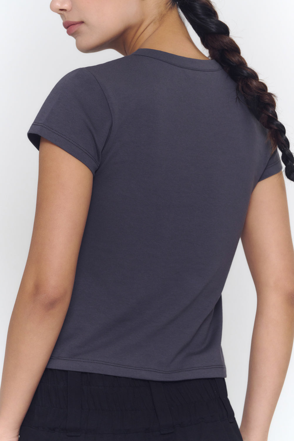 Crewneck Baby Tee | Charcoal