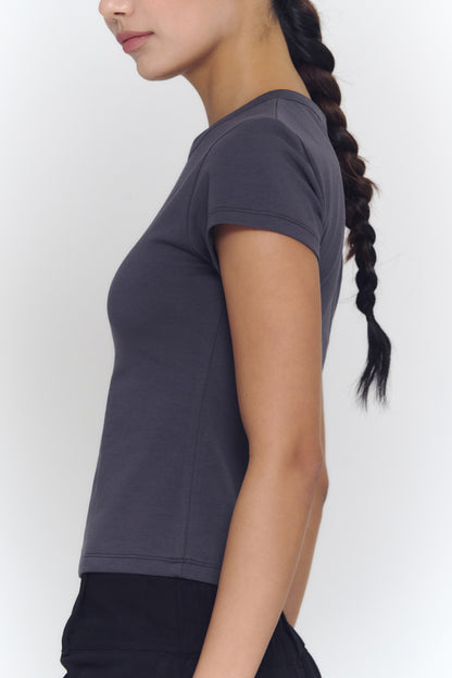 Crewneck Baby Tee | Charcoal