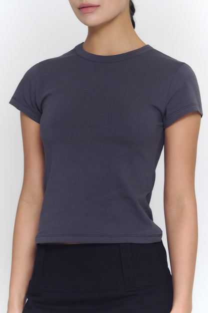 Crewneck Baby Tee | Charcoal