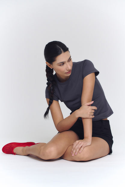 Wide Waistband Micro Mini Skort | Black