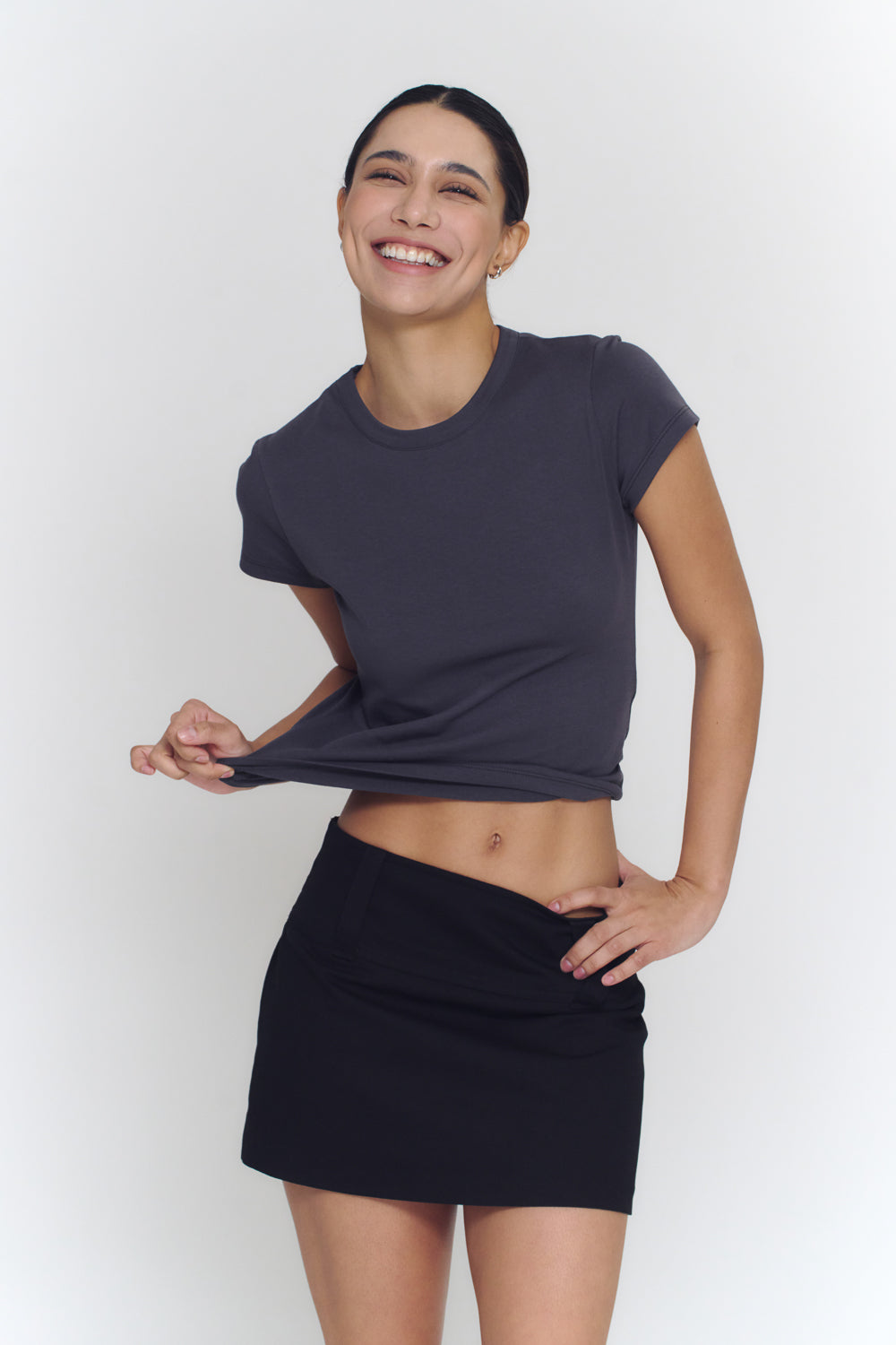 Crewneck Baby Tee | Charcoal