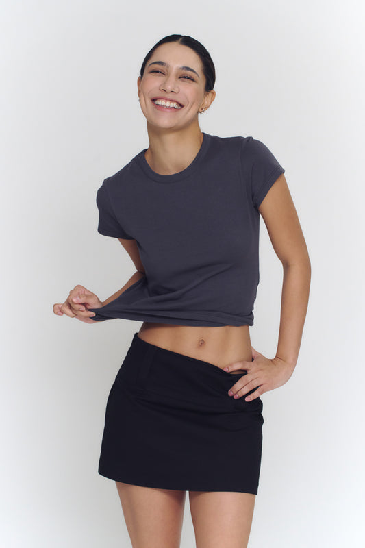 Crewneck Baby Tee | Charcoal