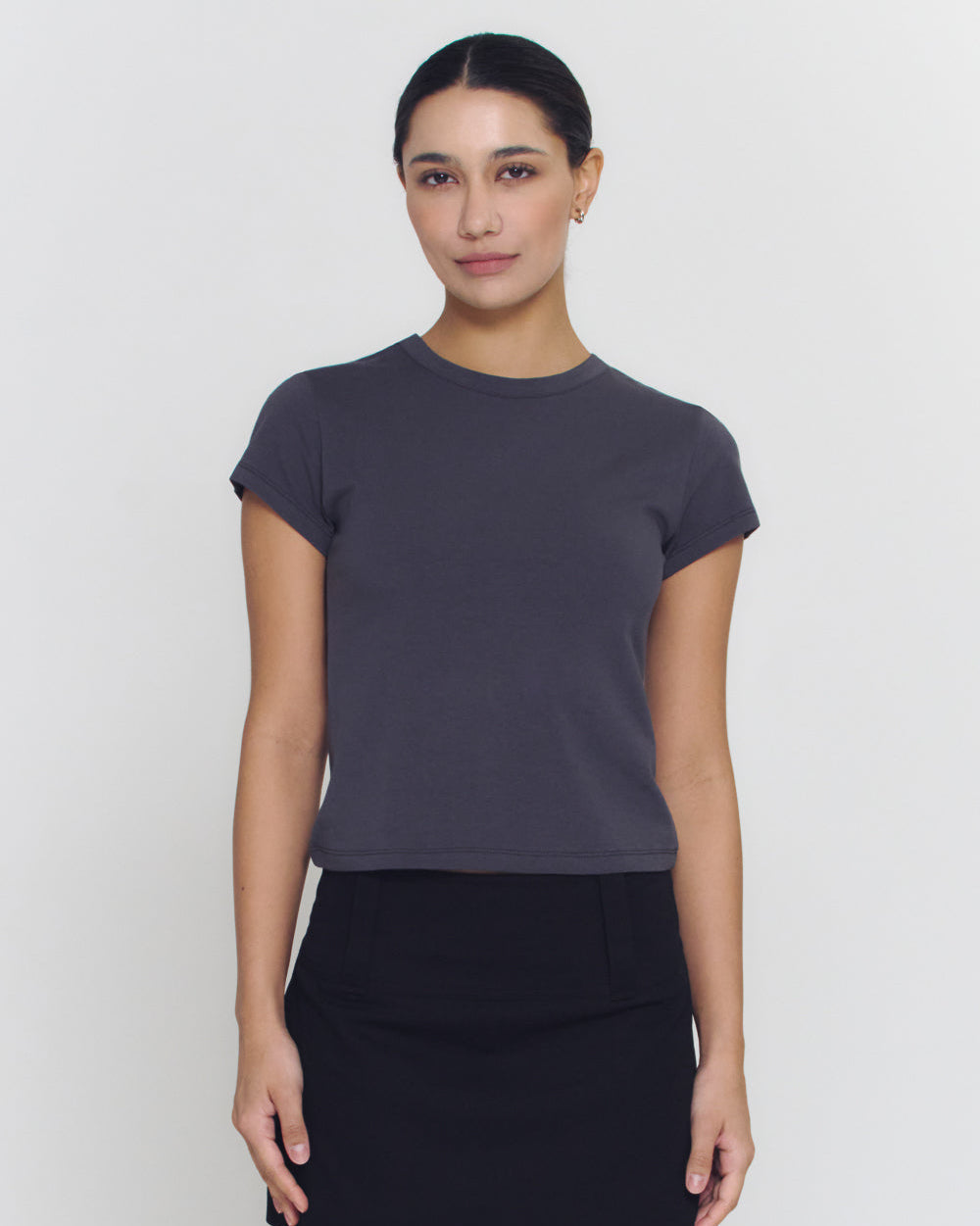 Crewneck Baby Tee | Charcoal