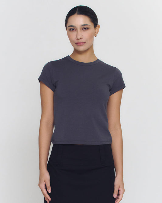 Crewneck Baby Tee | Charcoal