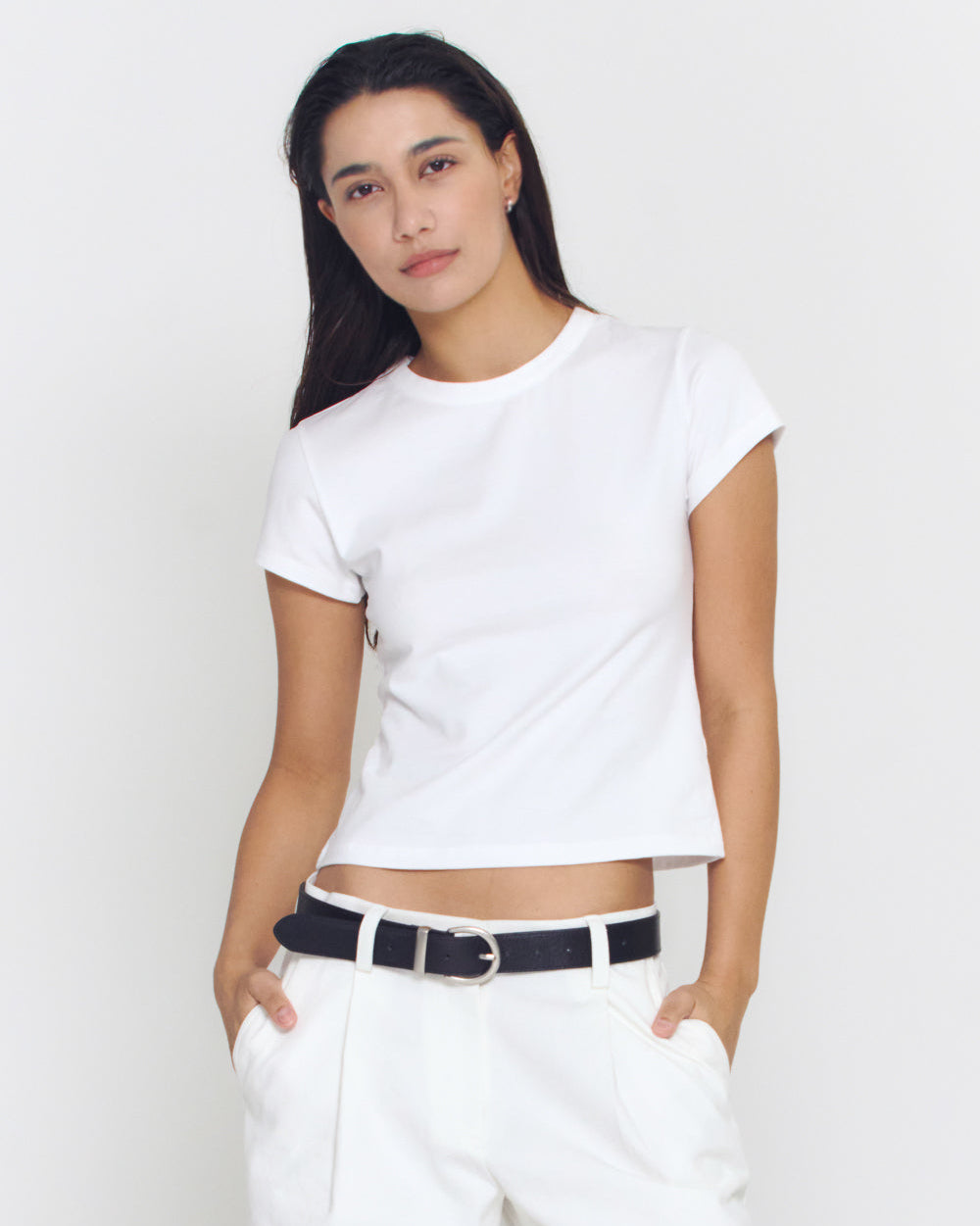 Crewneck Baby Tee | White