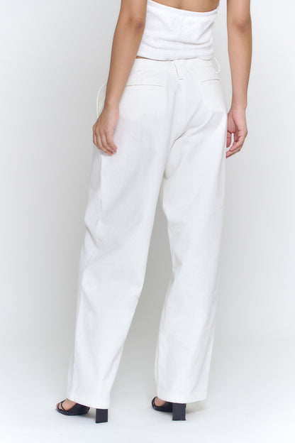 Pleated Relaxed Pants | White