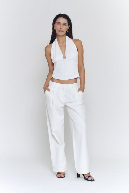 Pointelle Halter Top | White