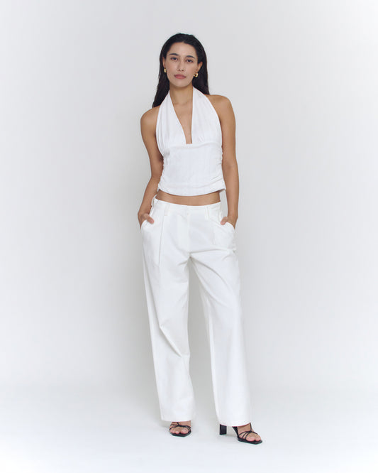 Pleated Relaxed Pants | White