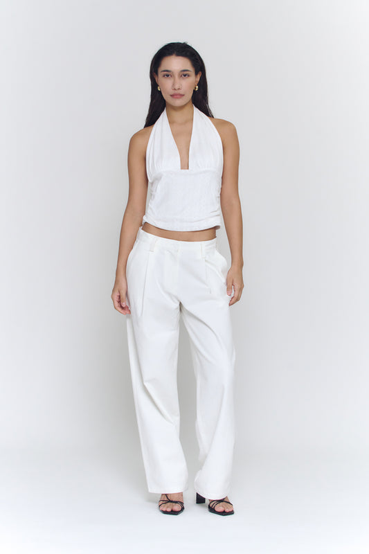 Pleated Relaxed Pants | White