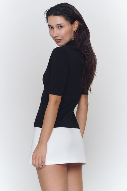 Colorblock Mini Dress | Black&White