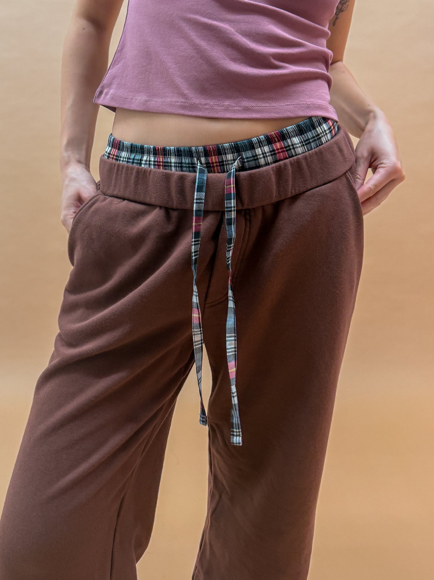 Double Waist Sweatpants | Brown