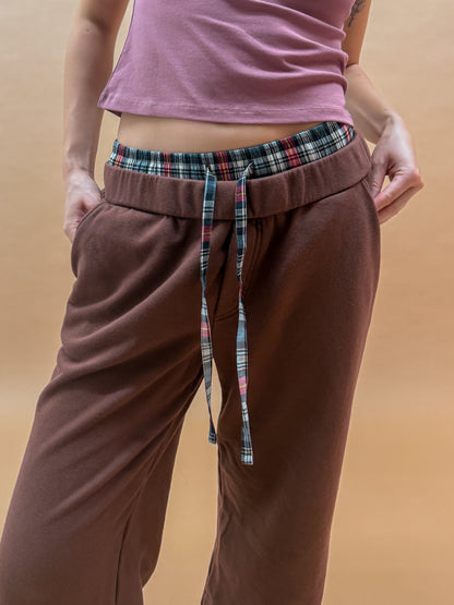 Double Waist Sweatpants | Brown