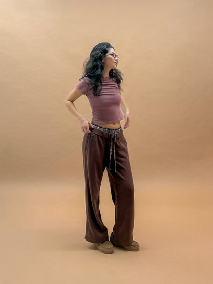 Double Waist Sweatpants | Brown