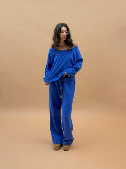 Double Waist Sweatpants | Blue