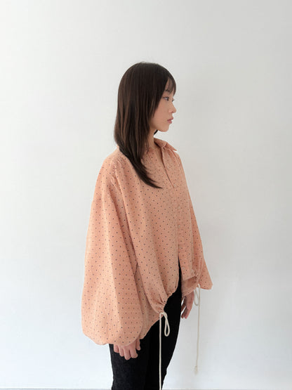 Polka Dot Balloon Sleeve Shirt | Beige