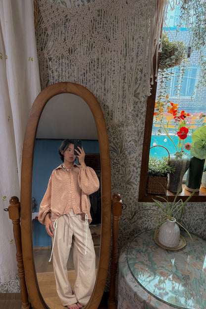 Textured Stripe Lounge Pants | Beige