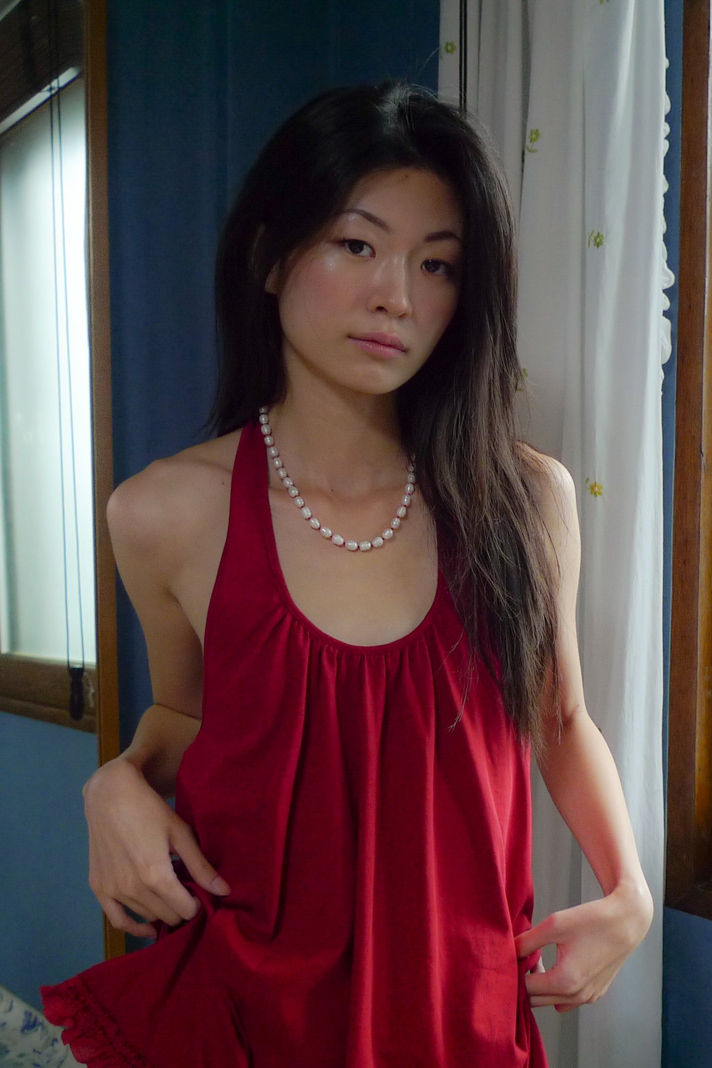 Tarae Pearl Necklace | Red