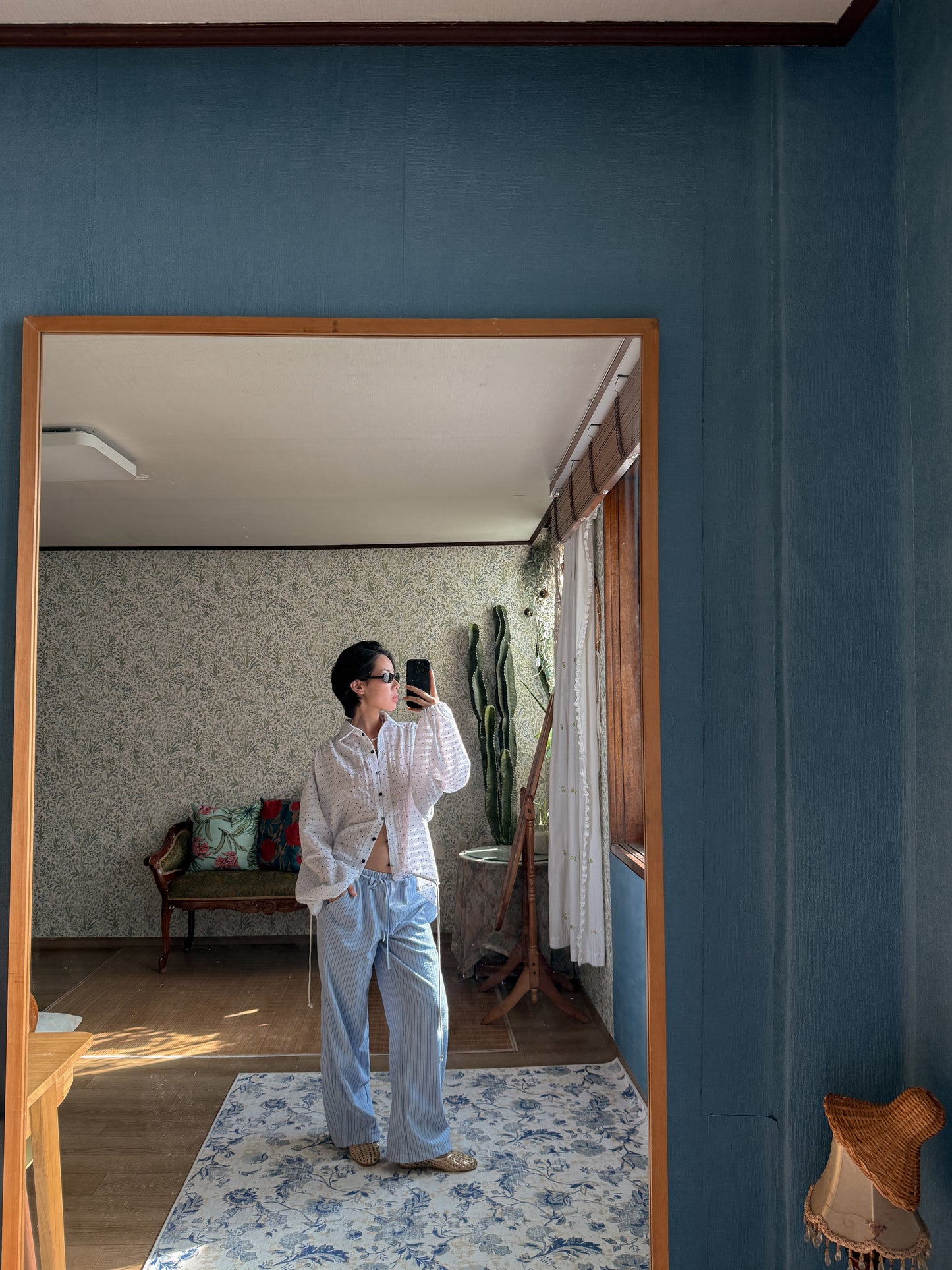 Textured Stripe Lounge Pants | Blue