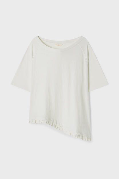 Loose Fit Ruffle Hem Tee | Off White