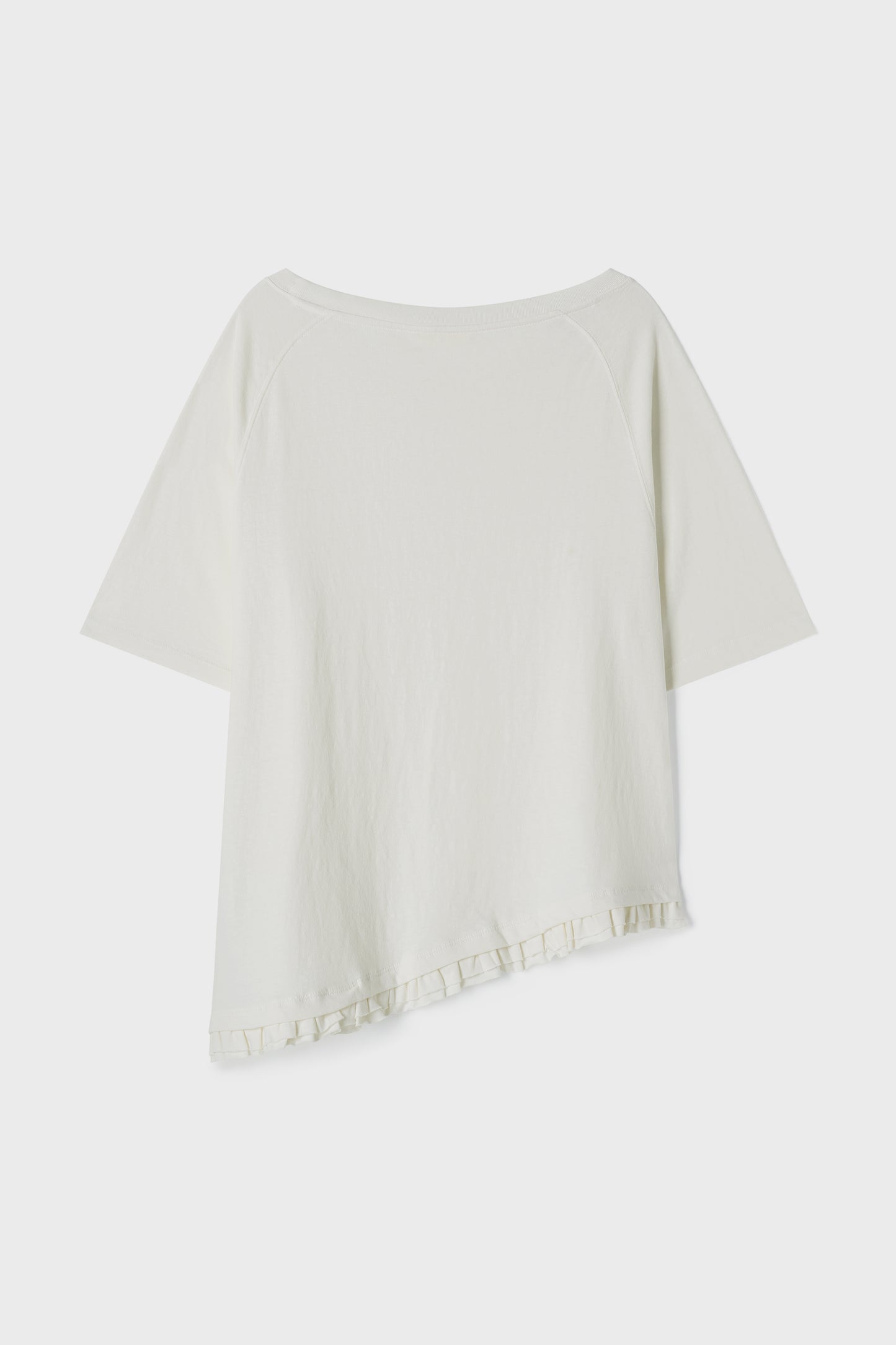 Loose Fit Ruffle Hem Tee | Off White